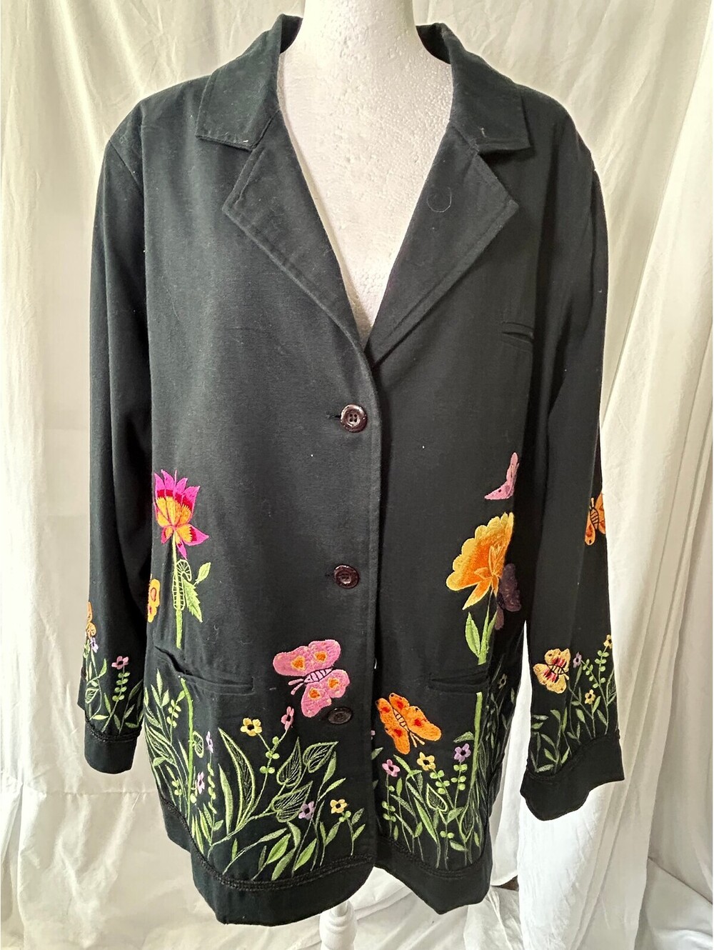 Black embroidered floral jacket